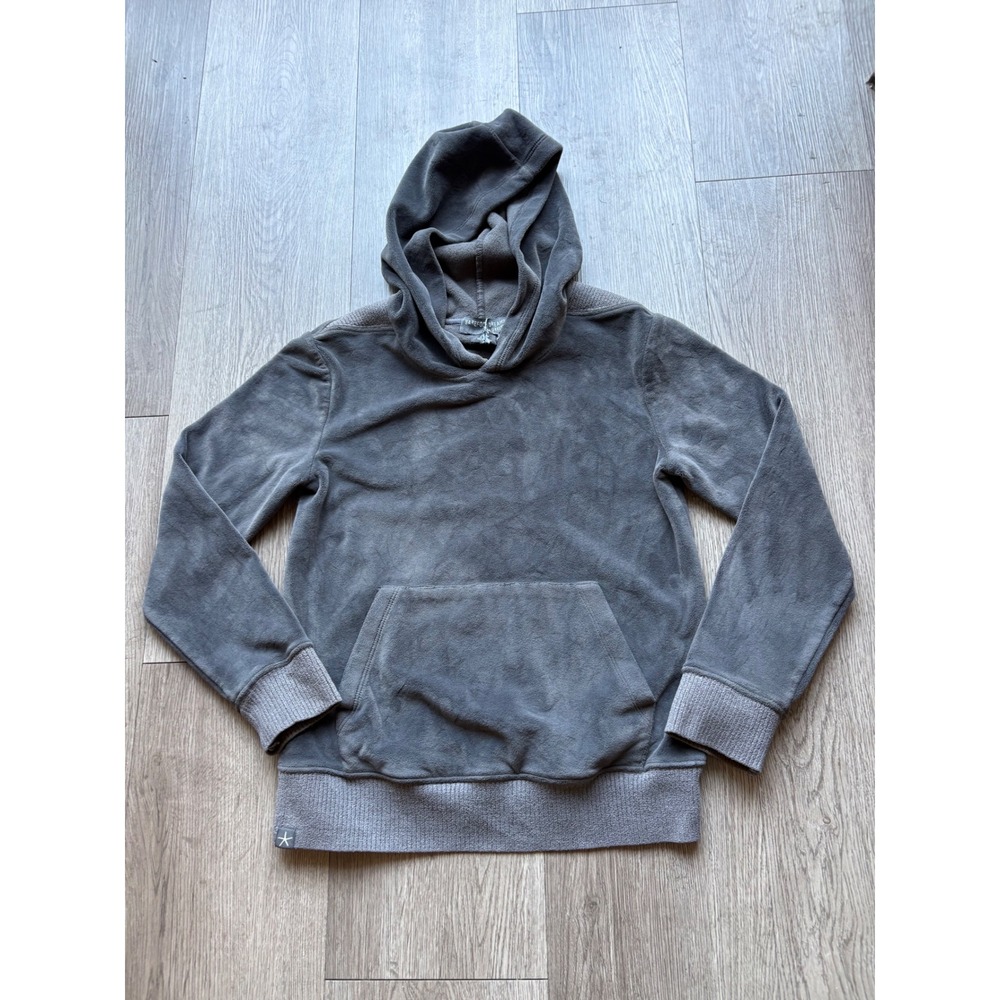Barefoot Dreams LuxeChic kids Hoodie Charcoal Gray Velvet Soft Pullover Lounge
